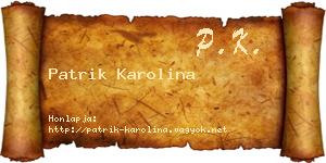 Patrik Karolina névjegykártya